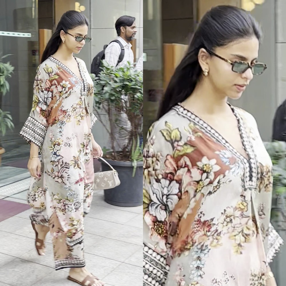 Suhana Khan gives ultimate outfit inspo for Eid in Rajdeep Ranawat Kaftan and Louis Vui...