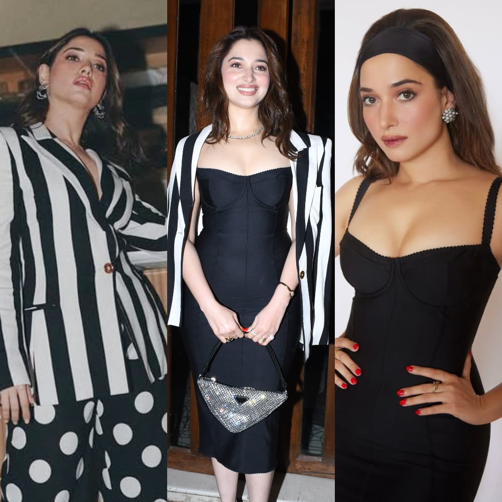 Tamannaah Bhatia REPEATS her black strap bodycon dress with previously worn blazer and ...
