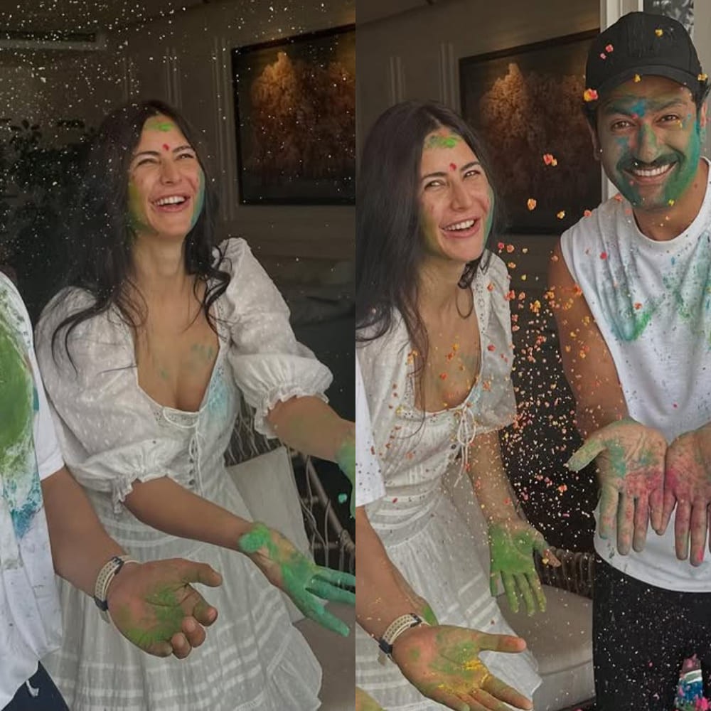 Katrina Kaif looks angelic as she celebrates Holi in Rs 28k white dress with Vicky Kaus...