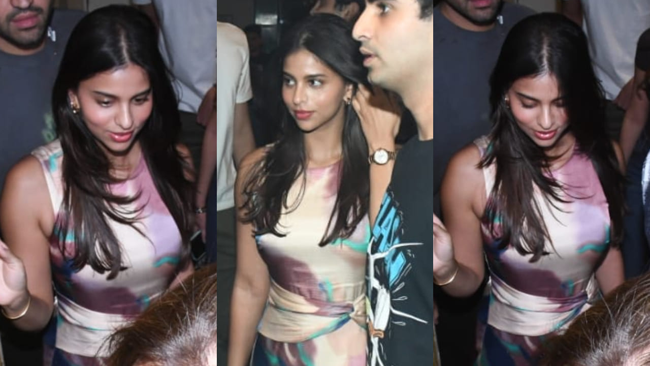 Suhana Khan’s abstract-print dress worth Rs 20k is the perfect fashion inspo for women’s day galpal outing. PC: Viral bhayani