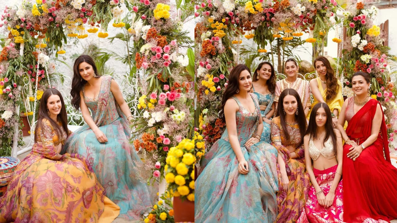 Katrina Kaif stuns as the perfect bridesmaid at childhood friend's wedding in Rs 85K aqua blue lehenga and custom corset-style blouse