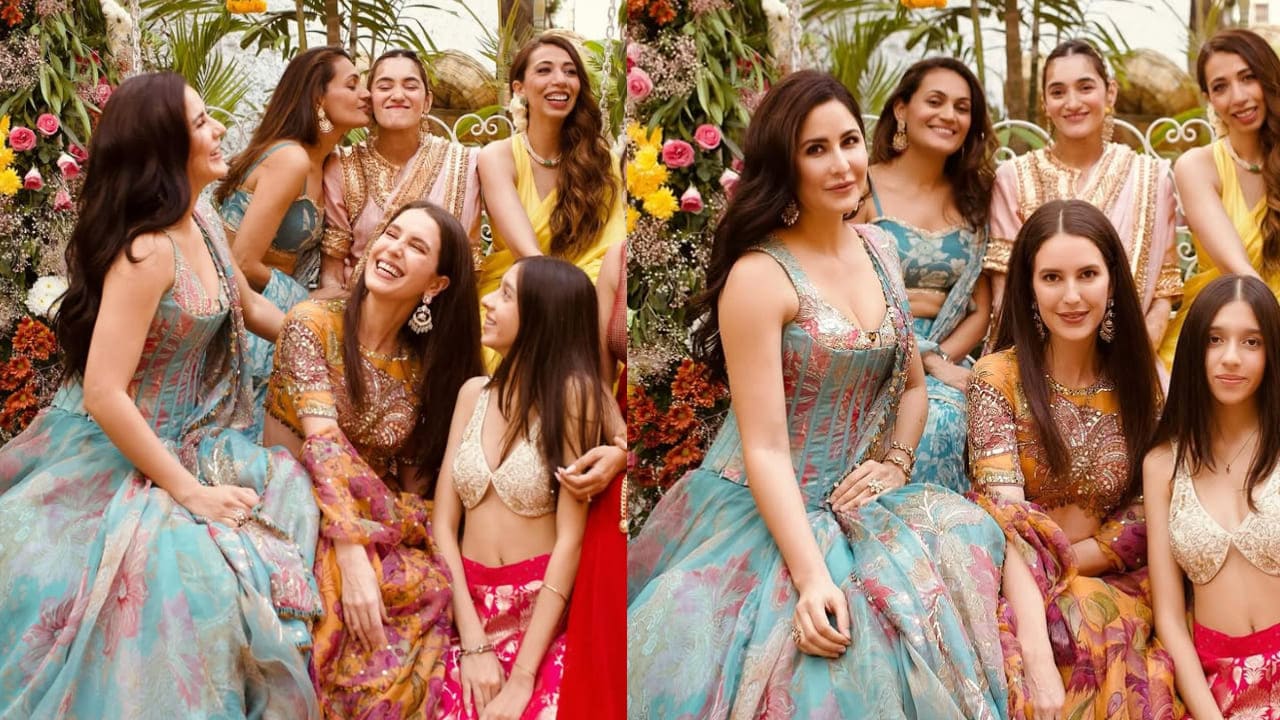 Katrina Kaif stuns as the perfect bridesmaid at childhood friend's wedding in Rs 85K aqua blue lehenga and custom corset-style blouse