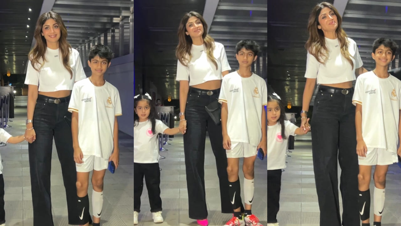 Shilpa Shetty’s crop top and black jeans look with poppin’ pink footwear proves she has that cool Gen-Z drip