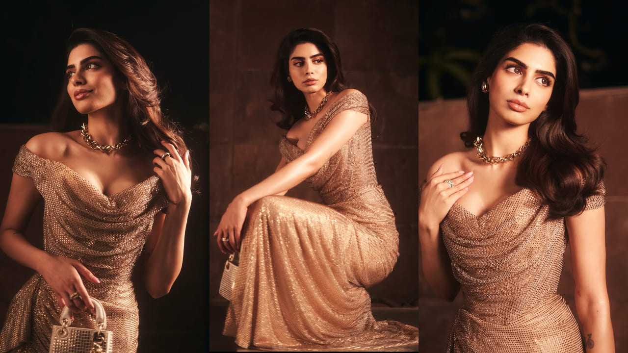 Khushi Kapoor wears the exact champagne gold gown as Lily Collins with Cartier rings worth over Rs 13,90,000. PC: Getty Images, Khushi Kapoor IG, Janhvi Kapoor IG
