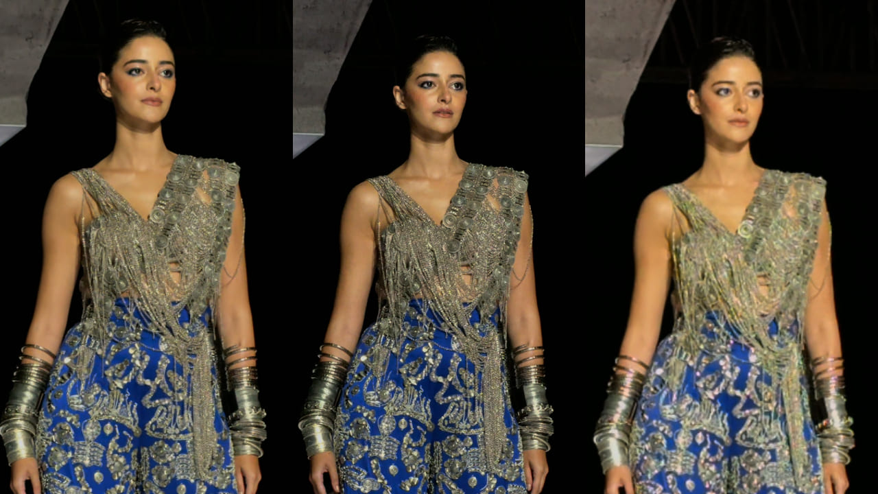 Ananya Panday's tribal-meet-aesthetic moment in Anamika Khanna's palazzo pants and metallic embellished blouse is worth taking a bow for