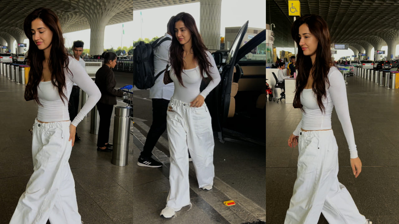 Disha Patani rocks her 'travel in style' approach with no makeup look and all-white outfit
