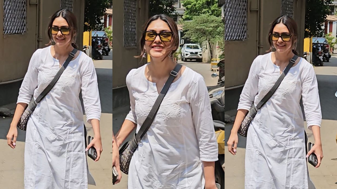 Mrunal Thakur adds jhumkas and sneakers to a kurti-jeans combo, balancing tradition with street style