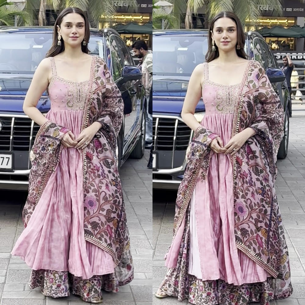 Aditi Rao Hydari exudes desi princess vibes in a dusty pink Anarkali set worth Rs 57,50...