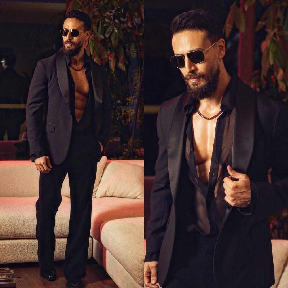 Tiger Shroff is absolute HOTNESS in all-black suit styled with see-through shirt at Pinkvilla Screen and Style Icons 2025 Tiger Shroff is absolute HOTNESS in all-black suit styled with see-through shirt at Pinkvilla Screen and Style Icons 2025
