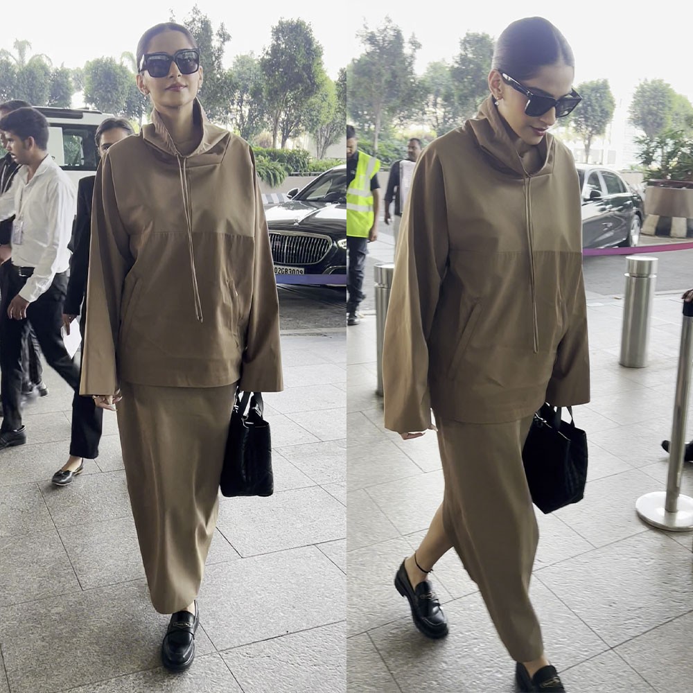 Sonam Kapoor’s Rs 89,000 loafers add a bold touch to her monochromatic hoodie and skirt...