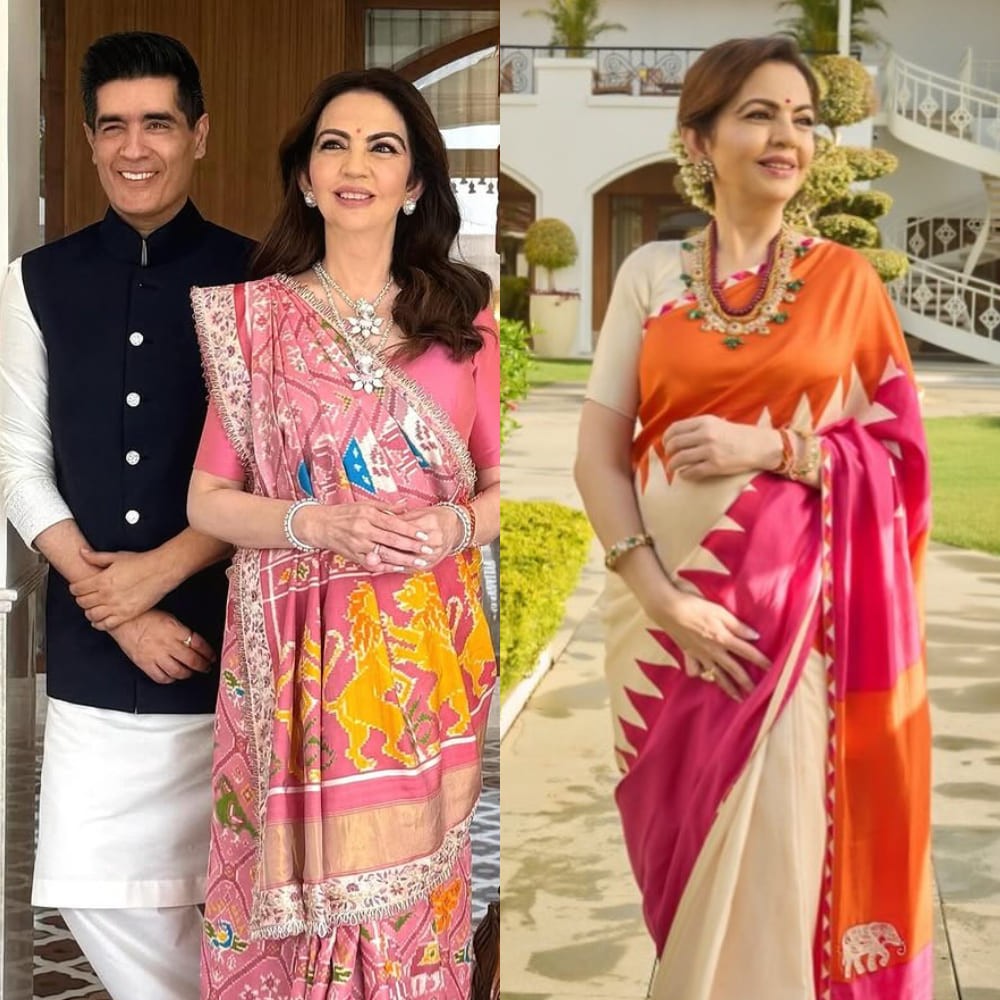 Nita Ambani showcases elegance of Indian craftsmanship in Double Ikat Patola and handwo...