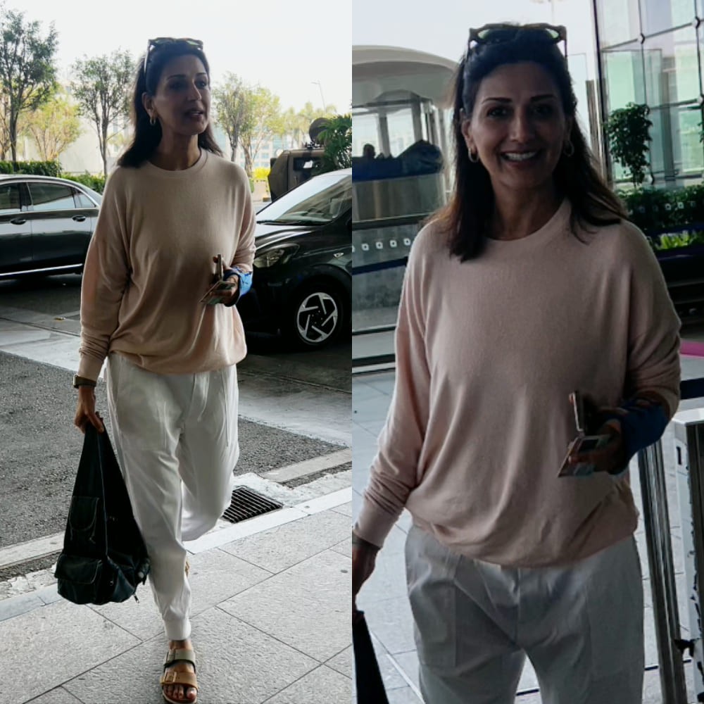 Sonali Bendre picks expensive Rs 1.95 lakh arm candy for her laid-back airport look 