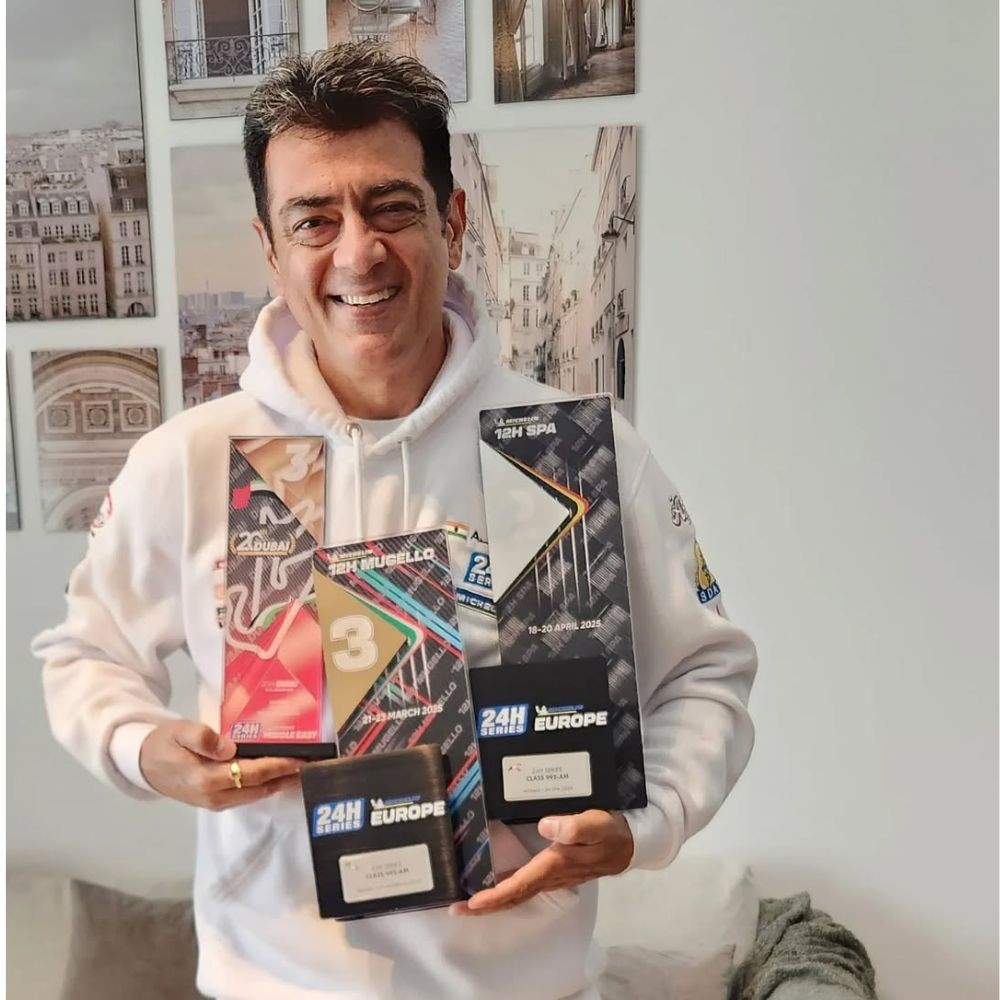 Ajith Kumar’s recent picture celebrates his winning streak at three consecutive 24H Series endurance motorsport events