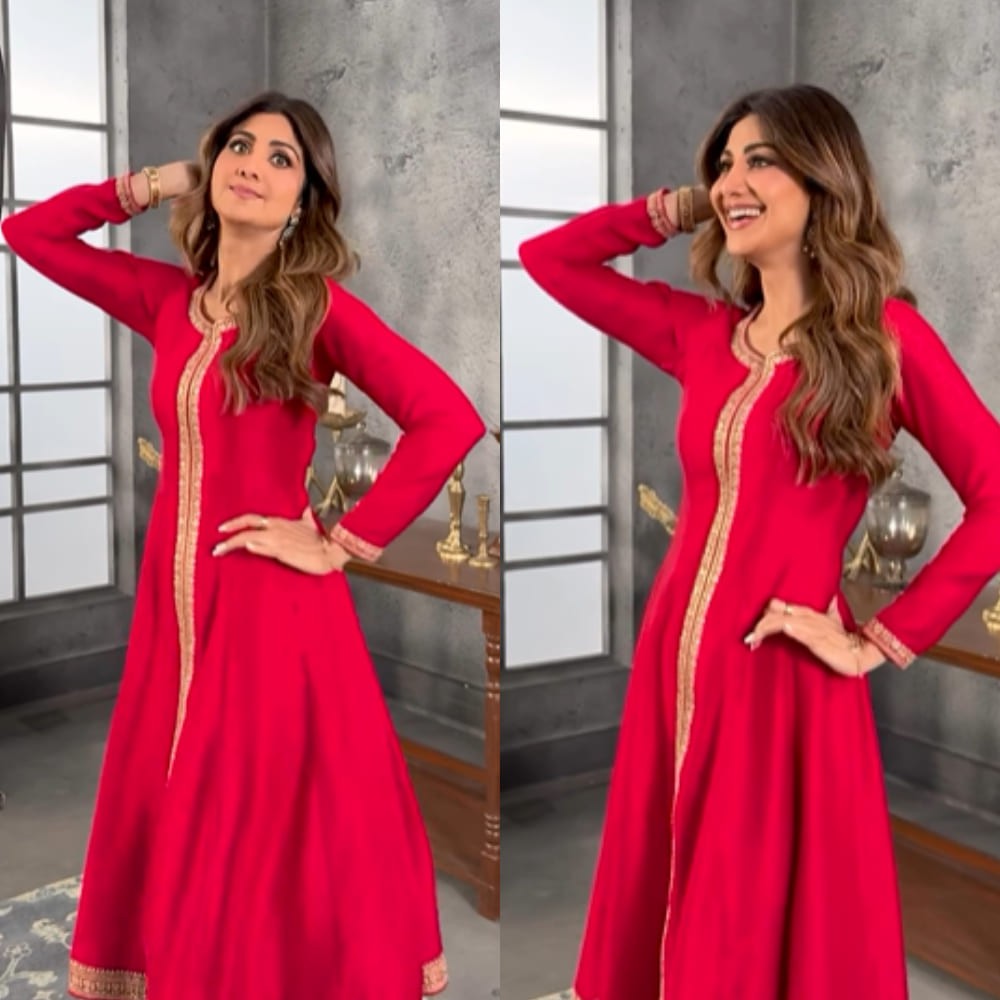 Shilpa Shetty enjoys ‘THUMKA BINGE’ looking gorgeous in red anarkali dress 