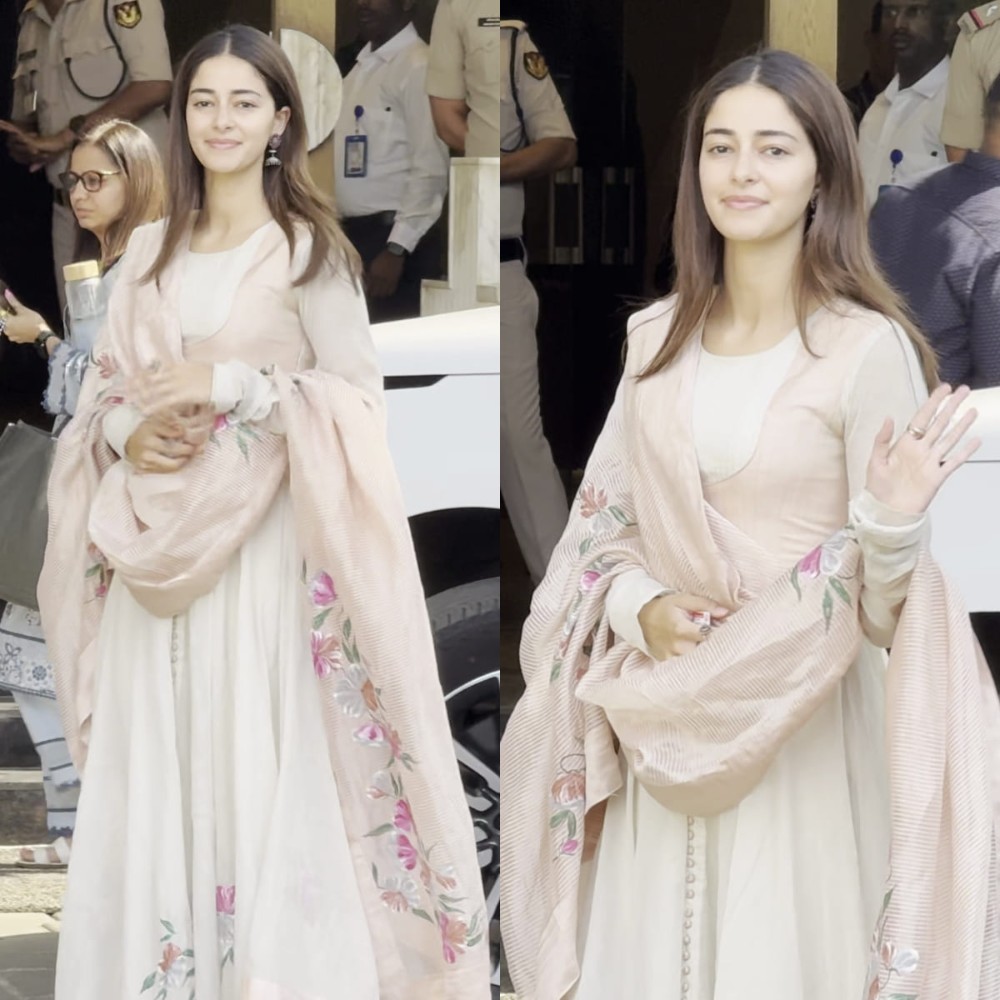 Ananya Panday wears Rs 32,000 handpainted Anarkali suit at Mumbai airport as she heads for Kesari 2 promotions