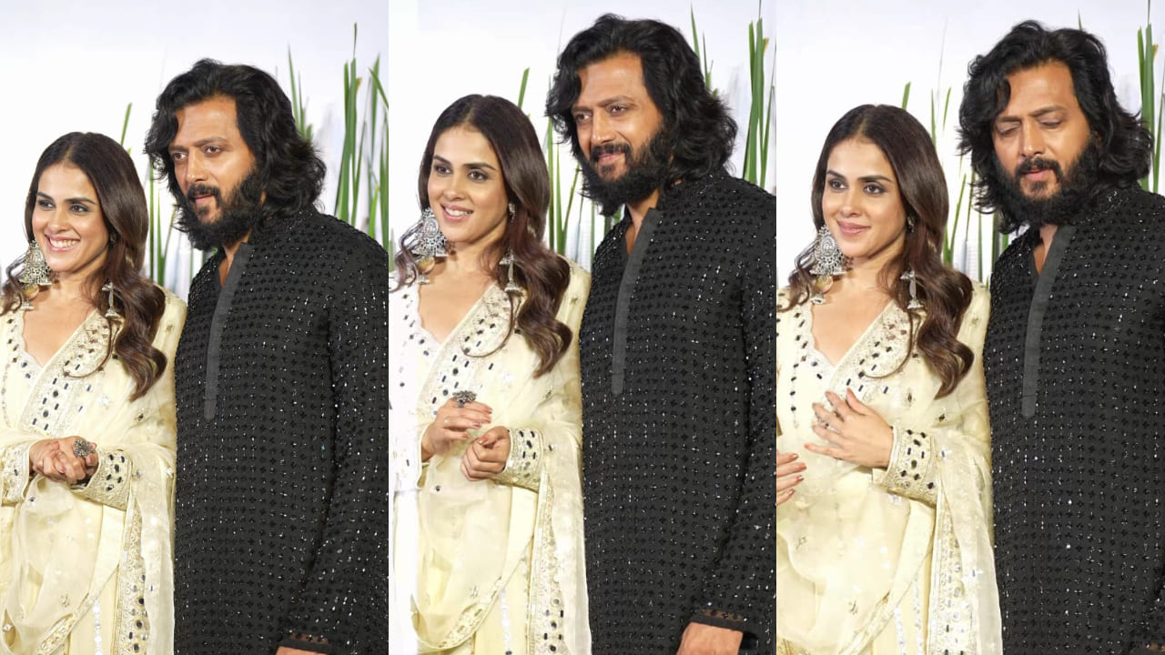 Genelia and Riteish Deshmukh are nothing less than 'Eid ka Chaand' in ivory anarkali and black sherwani at Arpita Khan's party