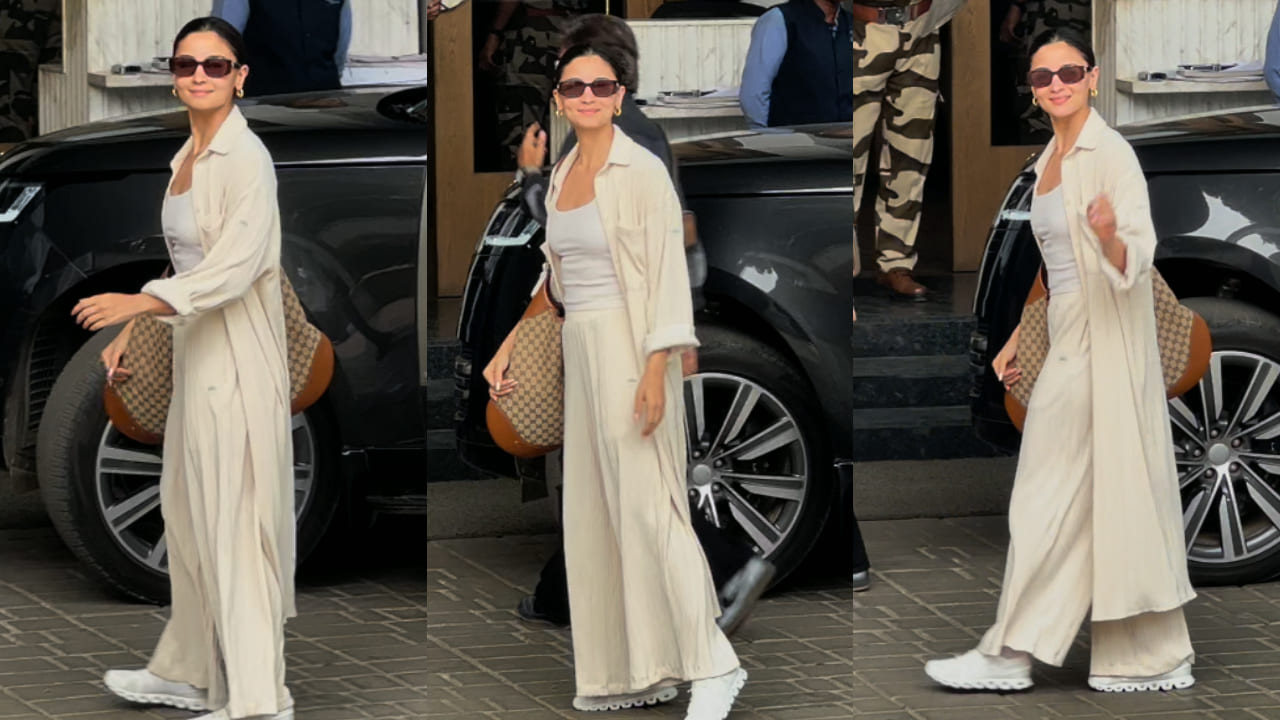 Alia Bhatt styles Rs 3,80,890 Gucci bag with monochrome outfit for a relaxed yet luxe look at Mumbai airport  