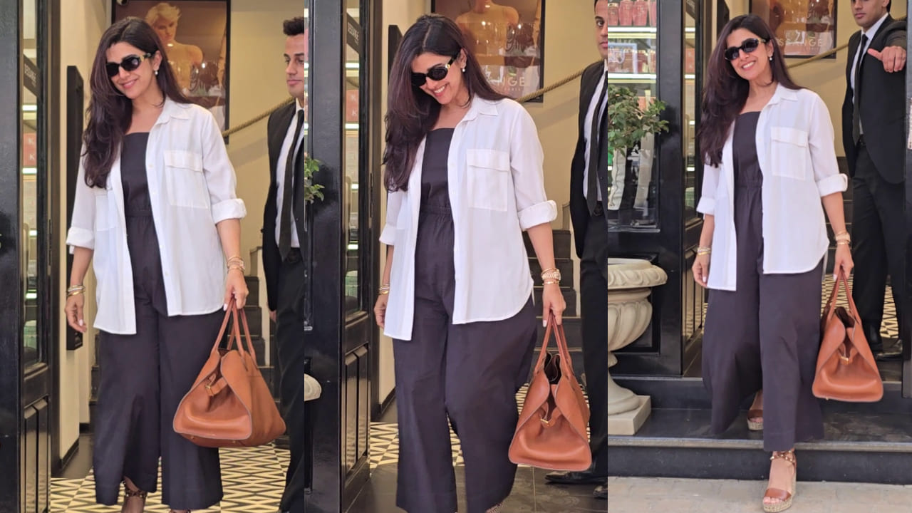 Nimrat Kaur elevates her salon visit look with a luxury handbag worth Rs 4,43,000. PC: Varinder