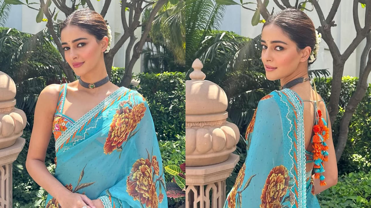Ananya Panday makes blue the new hot trend with her dreamy saree look for Kesari 2 promotions