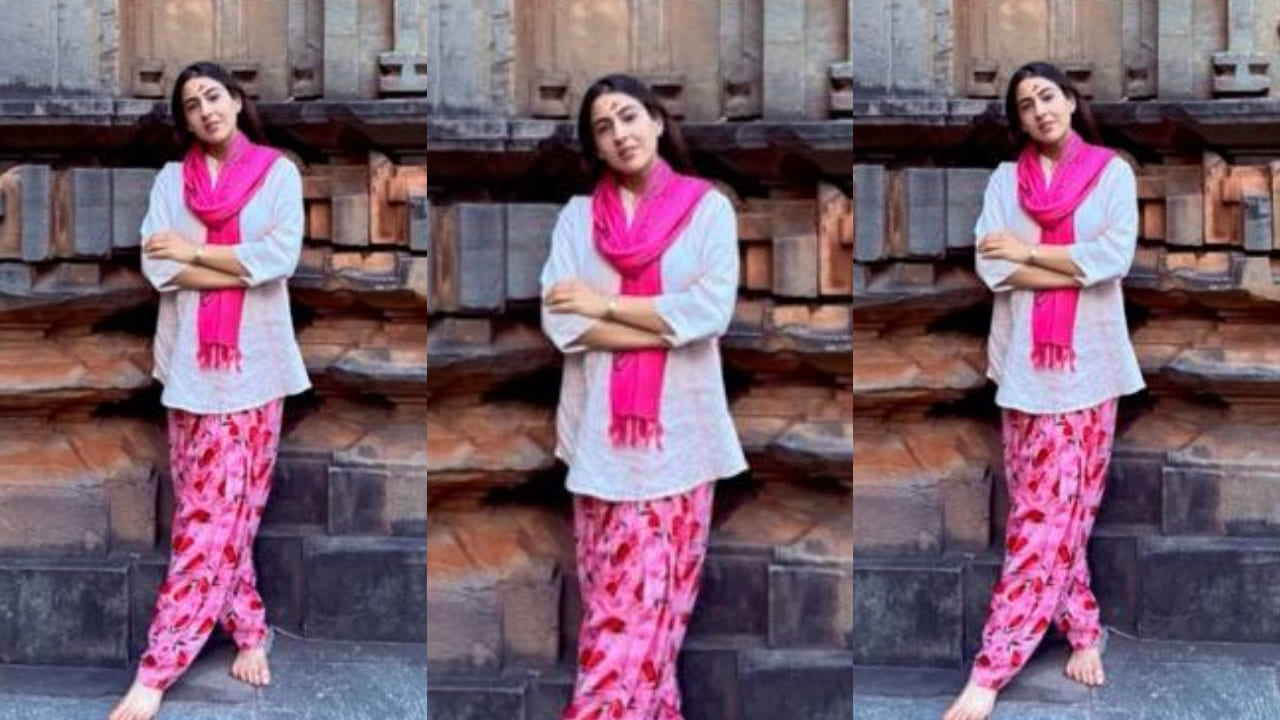 Sara Ali Khan sticks to less is more approach in no-makeup look and short white kurti as she visits Chandramouleshwara Temple
