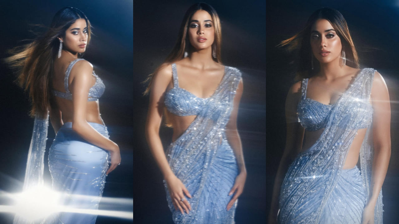 3 B-town actresses who exuded desi Elsa vibes in dreamy ice-blue saree looks: Janhvi Kapoor, Sreeleela, and Khushi Kapoor. PC: Vaishnav Praveen, Sheldon Santos, Sreeleela IG 