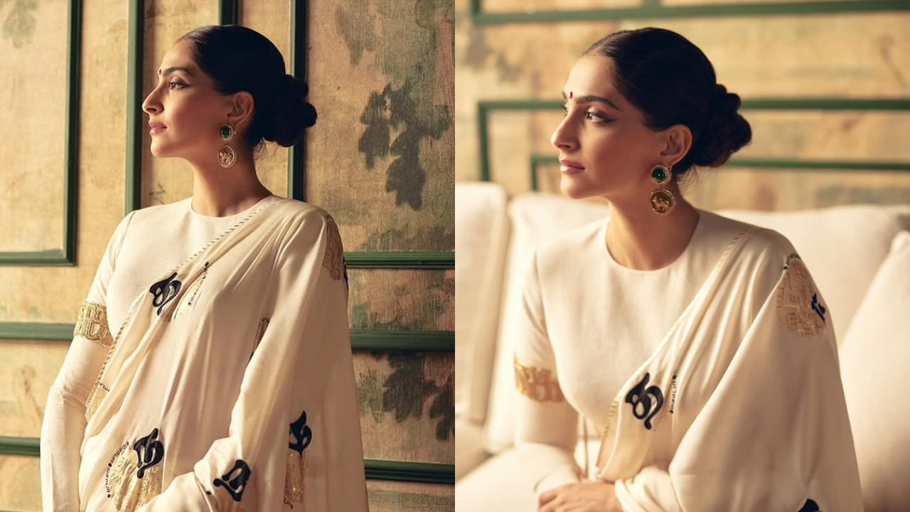 Sonam Kapoor stuns in custom off-white saree from House of Masaba, channeling all the ‘Ek Ladki Ko Dekhta Toh’ vibes