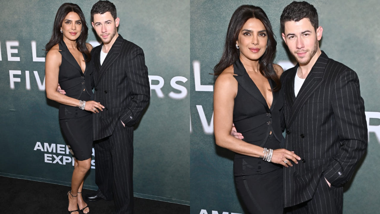 Priyanka Chopra styles plunging halter and body-hugging look in 2 ways at red carpet event with Nick Jonas
