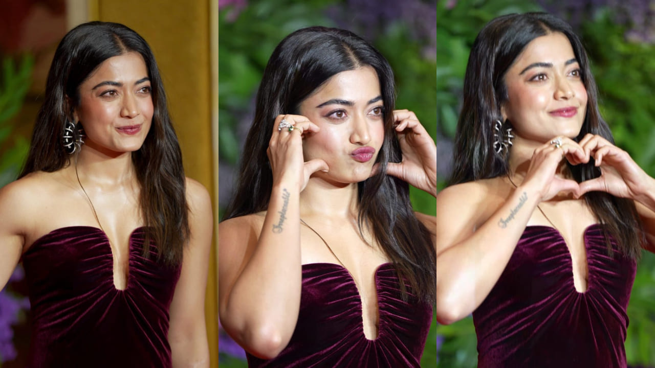Rashmika Mandanna channels romantic aesthetic in Rs 40,615 burgundy midi dress, sets the vibe to ‘Teri Jhalak Asharfi’ 