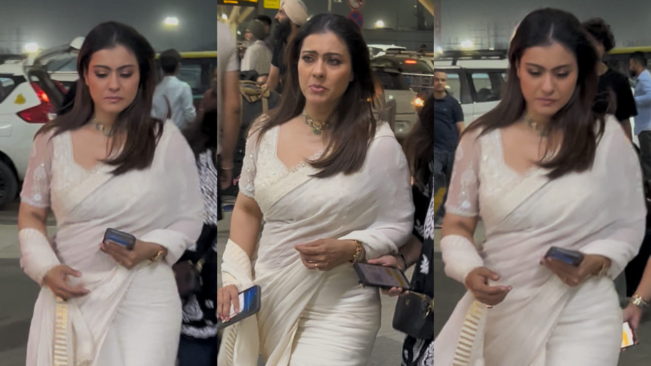 Kajol wears saree at airport and serves elegant Anjali vibes from Kuch Kuch Hota Hai 
