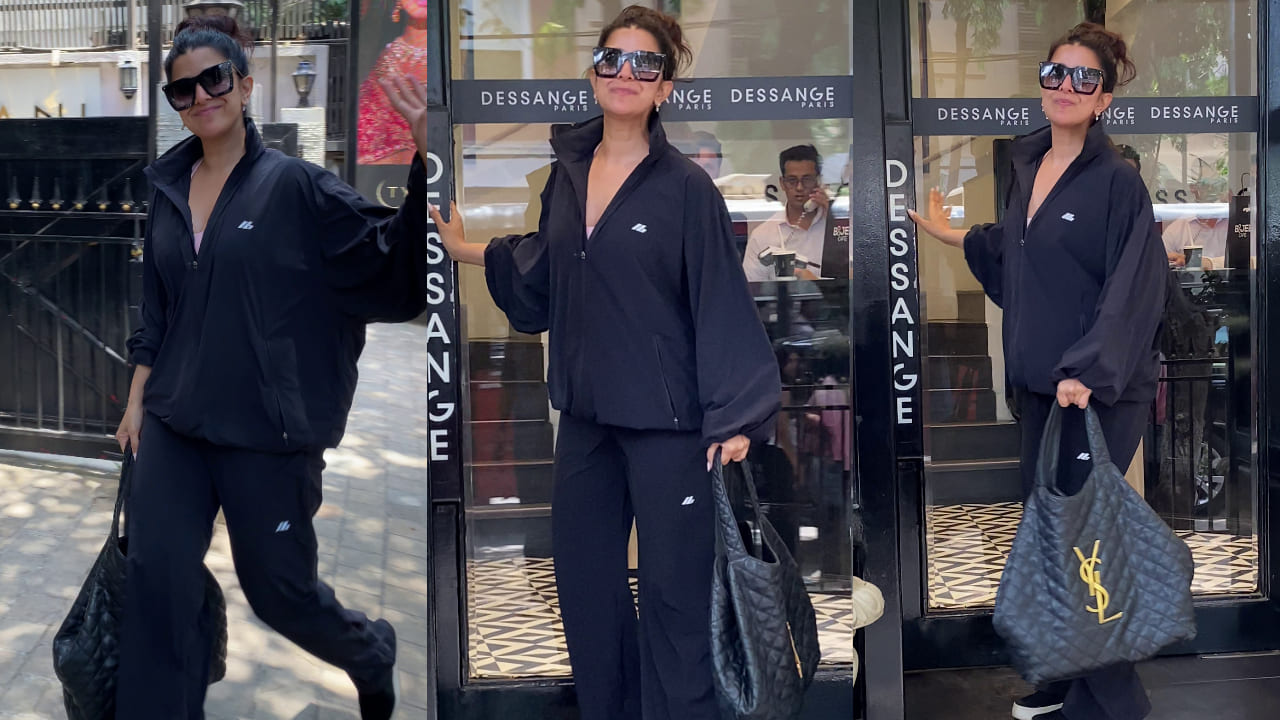 Nimrat Kaur flaunts Rs 1,06,000 Balenciaga jacket and Rs 3,92,000 YSL handbag on her Salon visit. PC: Varinder