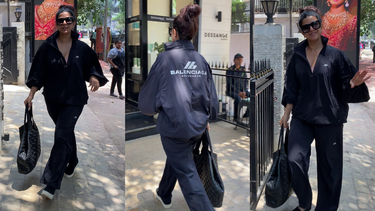 Nimrat Kaur flaunts Rs 1,06,000 Balenciaga jacket and Rs 3,92,000 YSL handbag on her Salon visit. PC: Varinder