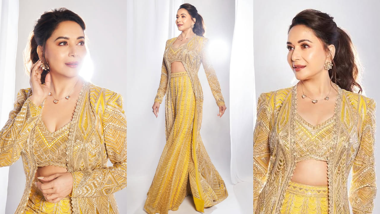 5 best Indo-Western outfits ft Madhuri Dixit to revamp your 2025 wedding ethnic wardrobe. PC: Visual Affairs, Tridev Sudevan, Madhuri Dixit IG