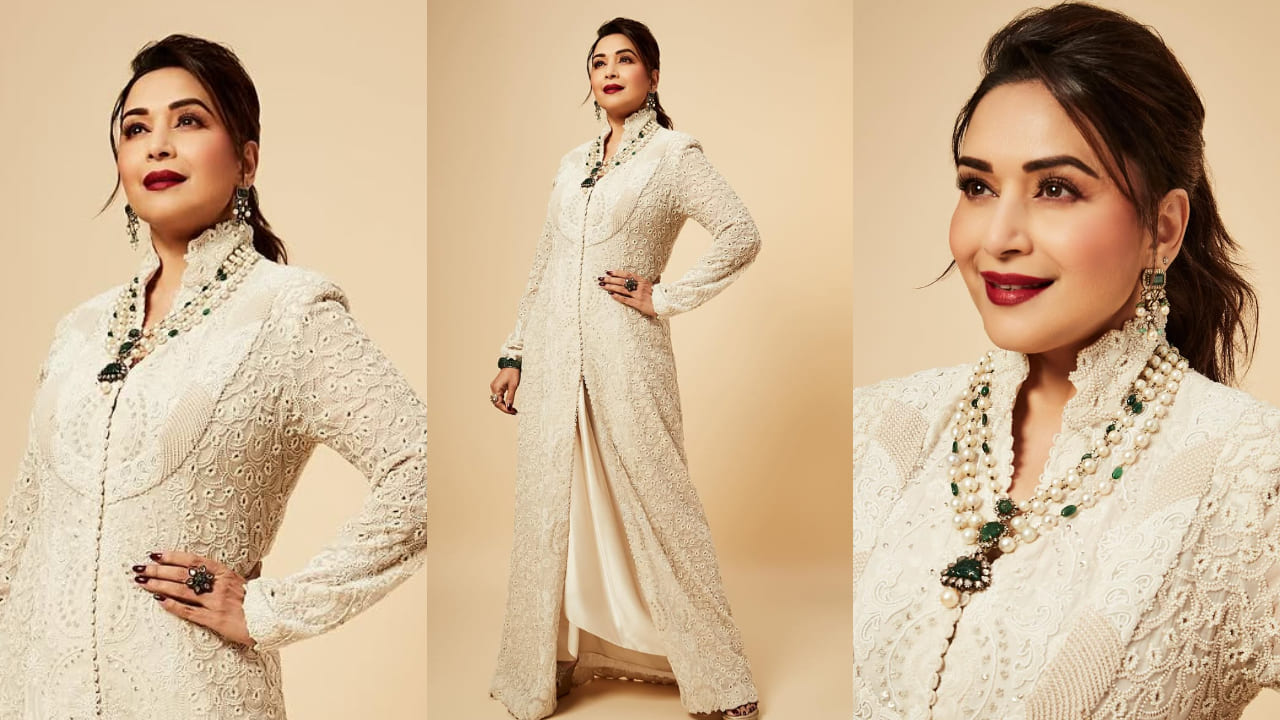 5 best Indo-Western outfits ft Madhuri Dixit to revamp your 2025 wedding ethnic wardrobe. PC: Visual Affairs, Tridev Sudevan, Madhuri Dixit IG