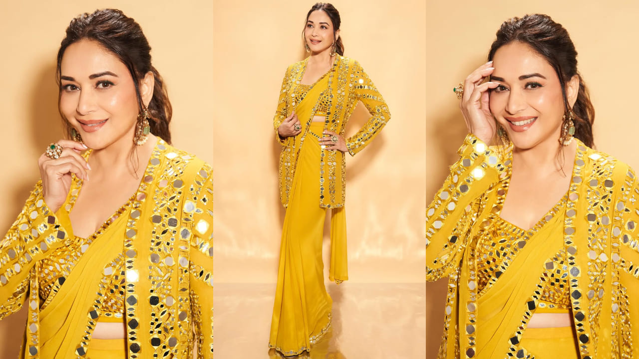 5 best Indo-Western outfits ft Madhuri Dixit to revamp your 2025 wedding ethnic wardrobe. PC: Visual Affairs, Tridev Sudevan, Madhuri Dixit IG