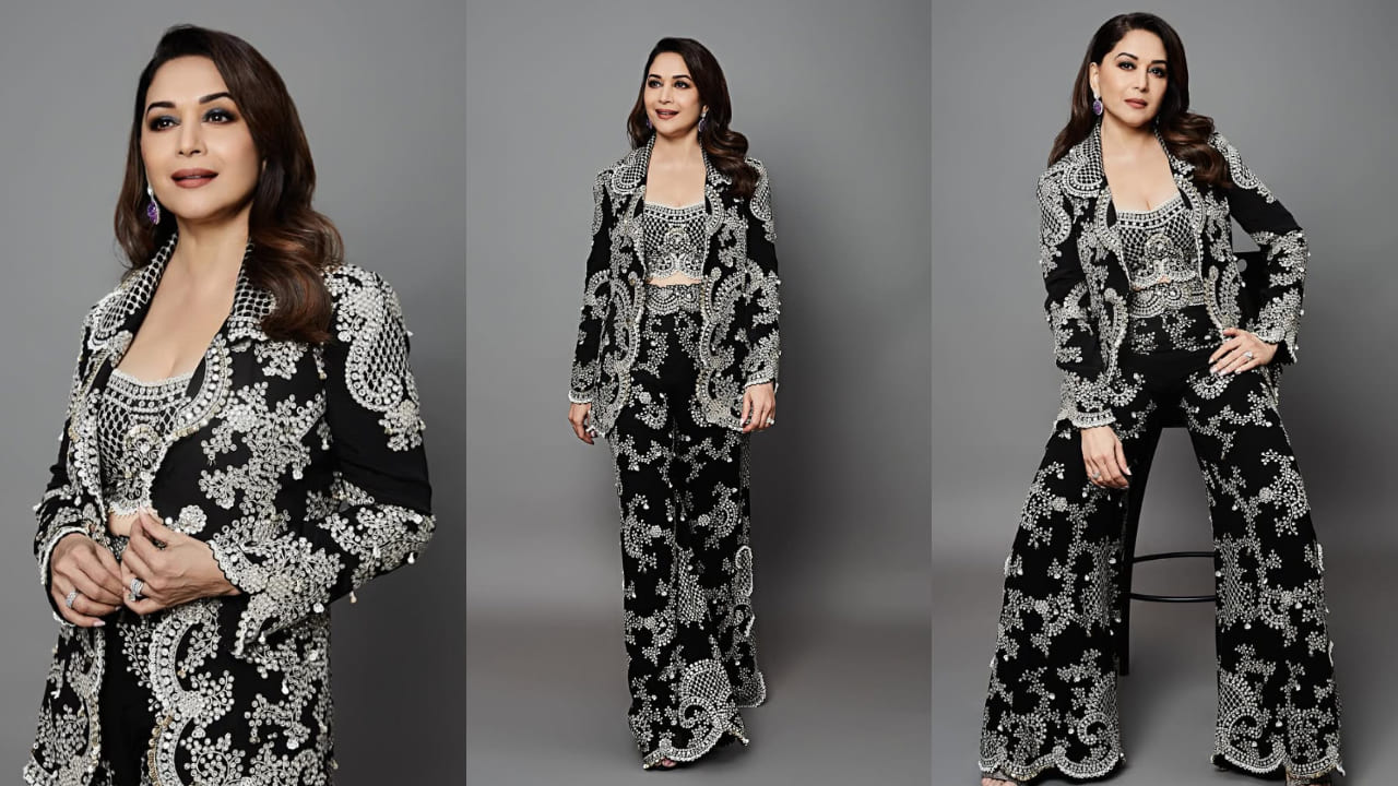 5 best Indo-Western outfits ft Madhuri Dixit to revamp your 2025 wedding ethnic wardrobe. PC: Visual Affairs, Tridev Sudevan, Madhuri Dixit IG