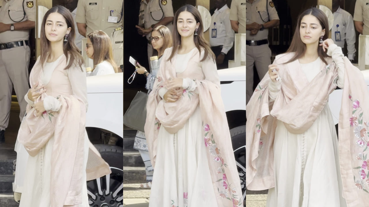 Ananya Panday wears Rs 32,000 handpainted Anarkali suit at Mumbai airport as she heads for Kesari 2 promotions. PC: Bablu