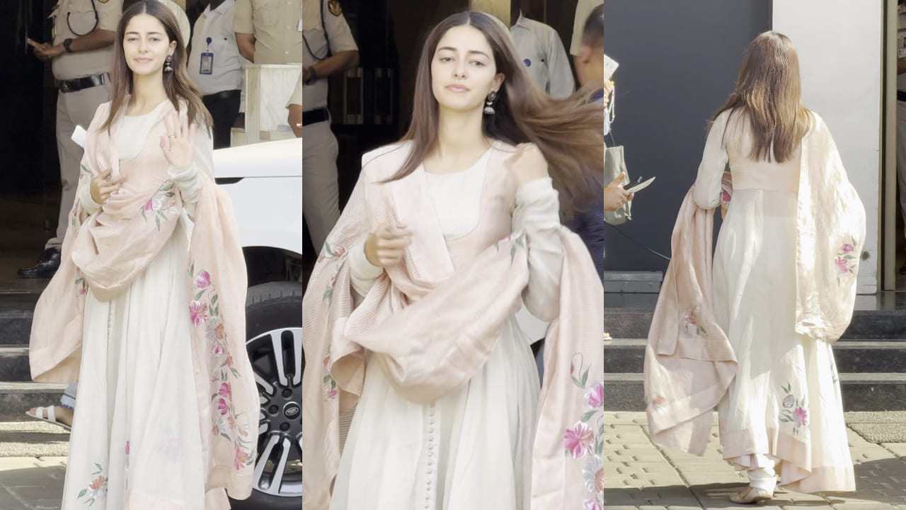 Ananya Panday wears Rs 32,000 handpainted Anarkali suit at Mumbai airport as she heads for Kesari 2 promotions. PC: Bablu