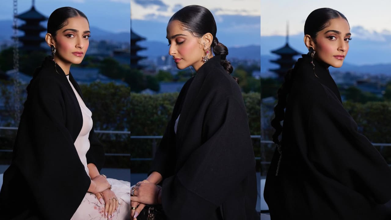 Sonam Kapoor is Japanese doll brought to life in delicate cherry blossom dress and Dior bag worth Rs 5,50,000. PC: Apeksha Maker 