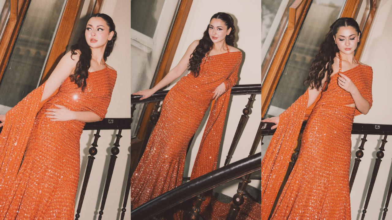 Hania Aamir triggers new trend in halter neck blouse and bedazzled saree worth Rs 3,85,000 by Arpita Mehta. PC: Zunaish Shaikh