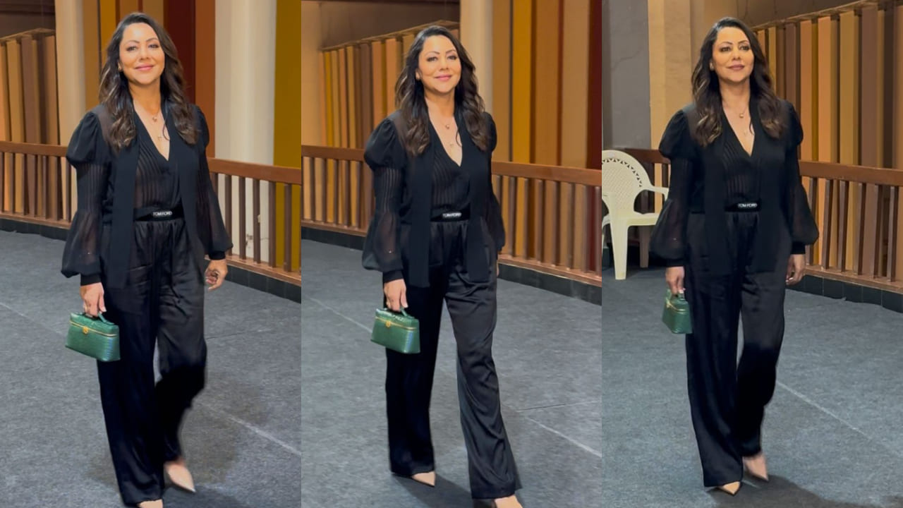 Gauri Khan wears see through Tom Ford bow tie blouse worth Rs 2 Lakh with satin formal pants and it’s too classic to ignore