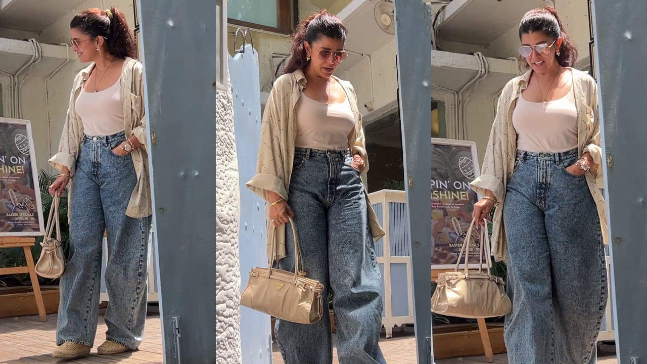 Nimrat Kaur styles her casual outing look with Prada Bag worth Rs 2,51,000. PC: Bablu