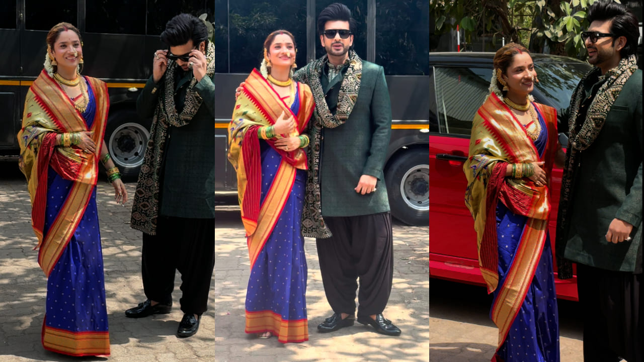 Ankita Lokhande styles her paithani saree with traditional Maharashtrian jewelry, and she looks absolutely stunning