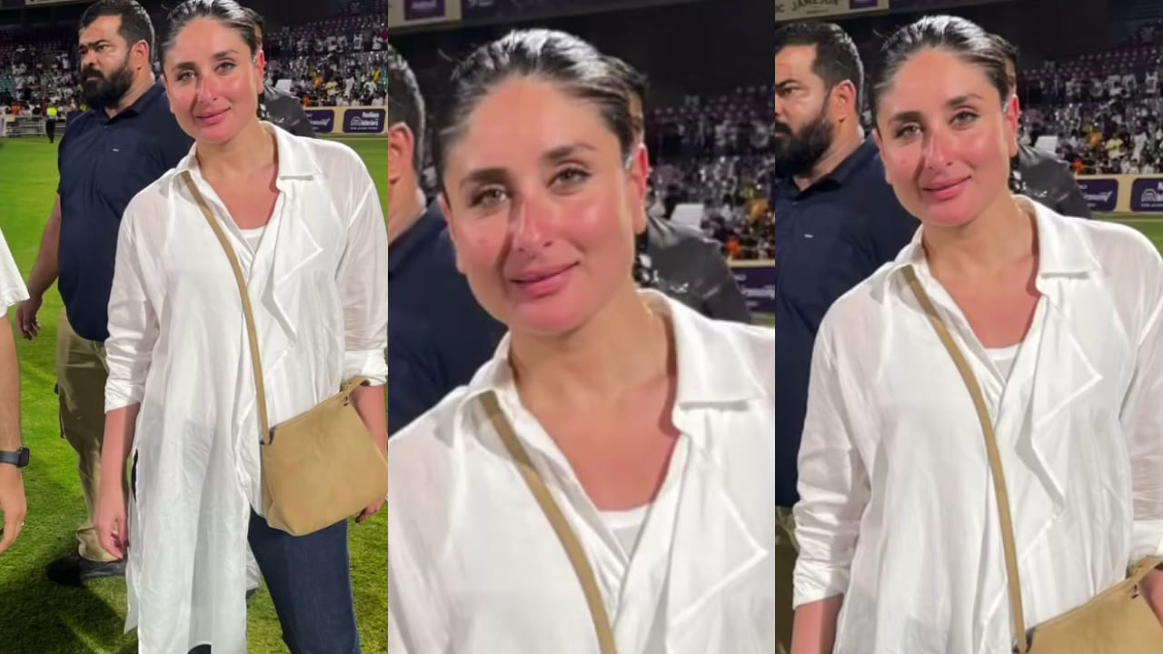 Kareena Kapoor gives masterclass in effortless dressing as she styles sheer shirt with Rs 85,000 crossbody bag at stadium. PC: Pinkvilla