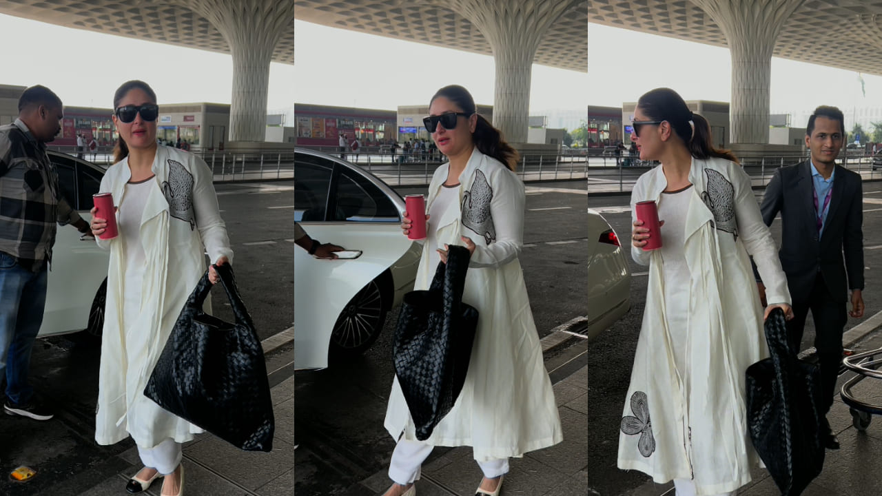 Not Kareena Kapoor Khan's white outfit but Rs 4,18,349 black bag steals the attention at Mumbai airport