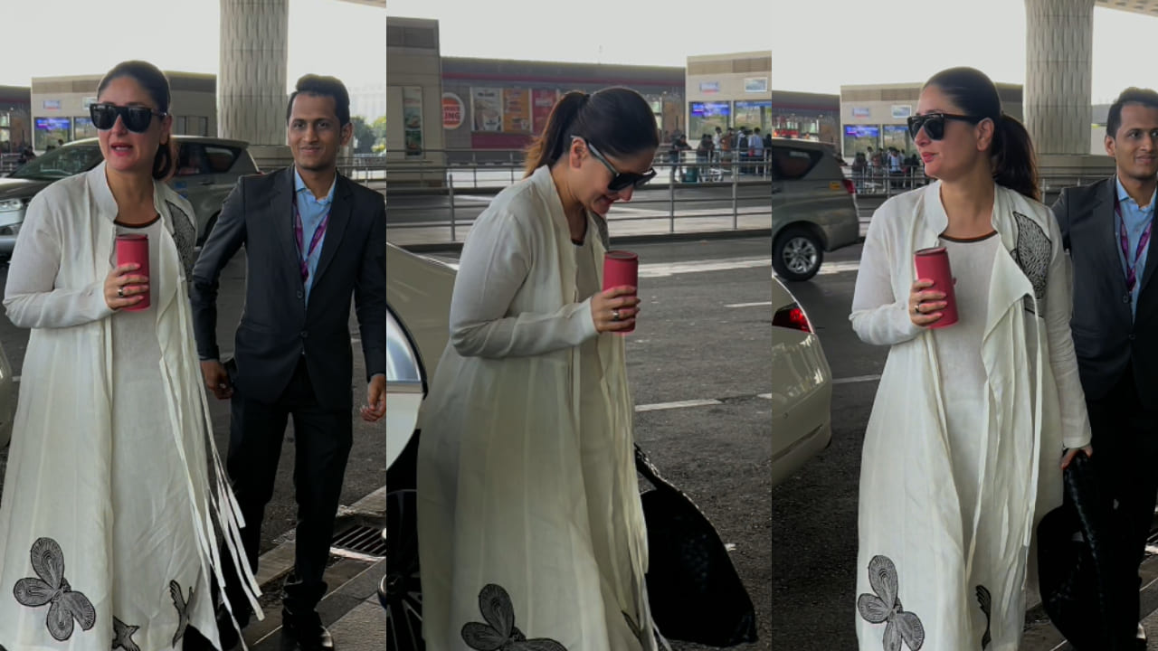 Not Kareena Kapoor Khan's white outfit but Rs 4,18,349 black bag steals the attention at Mumbai airport
