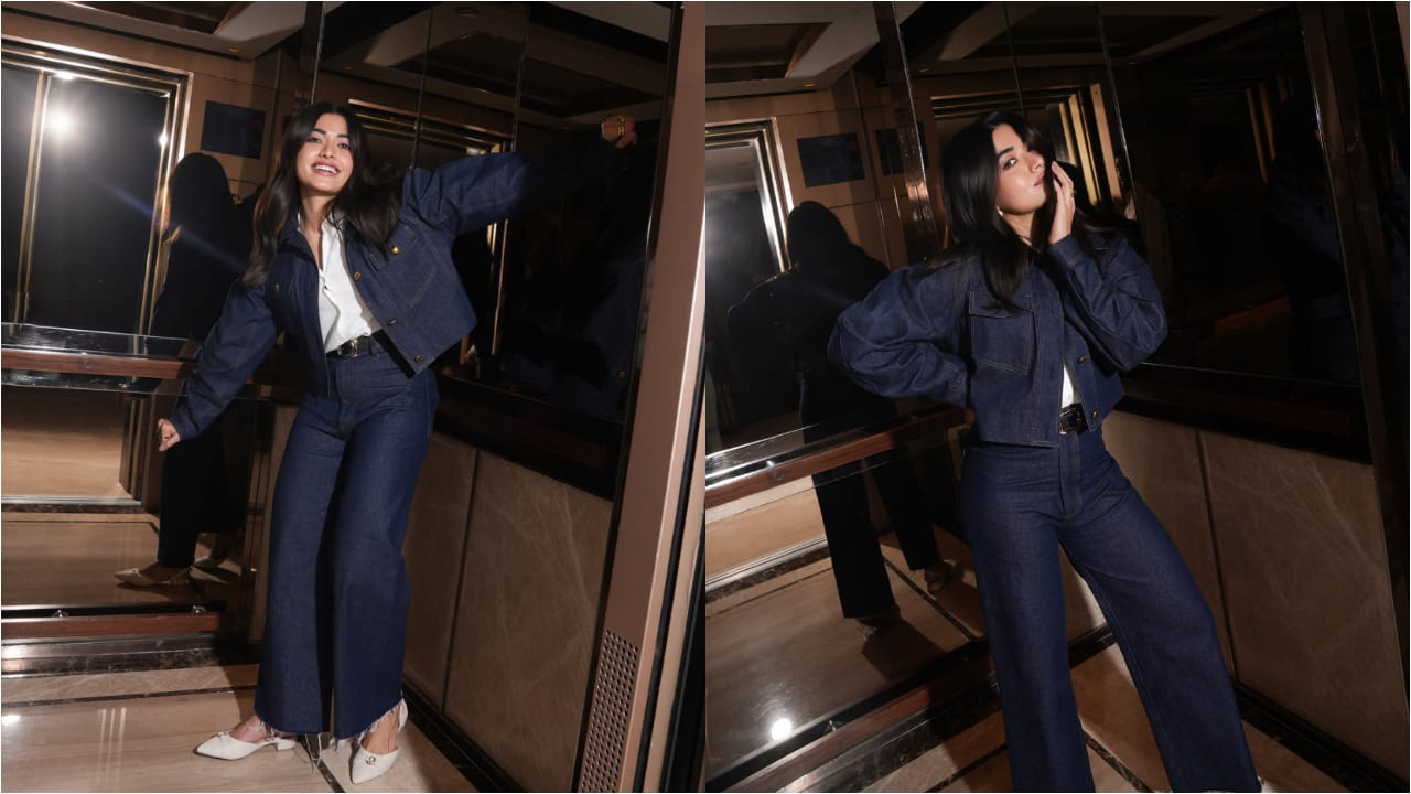 Rashmika Mandanna denim on denim look 