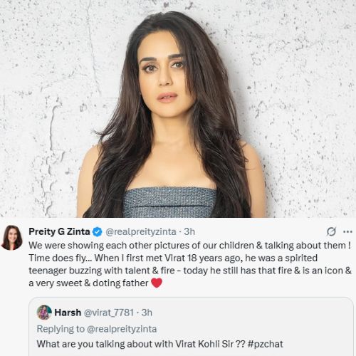 Preity Zinta about her recent interaction with Virat Kohli during the IPL 2025 (Image: X/Preity Zinta)