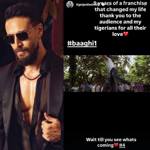 Tiger Shroff's Instagram story celebrating Baaghi's 9th anniversary. 
