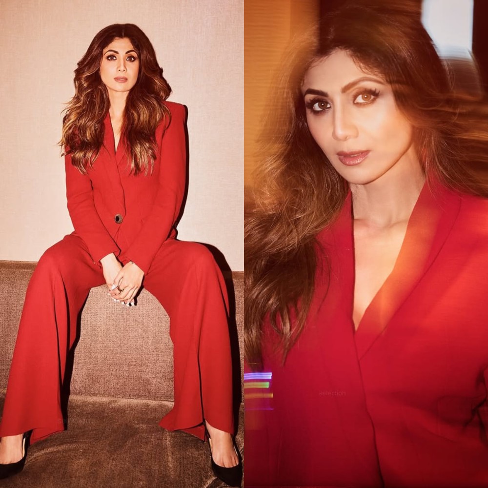 Shilpa Shetty is ultimate C-suite siren in fiery red blazer pants attire 