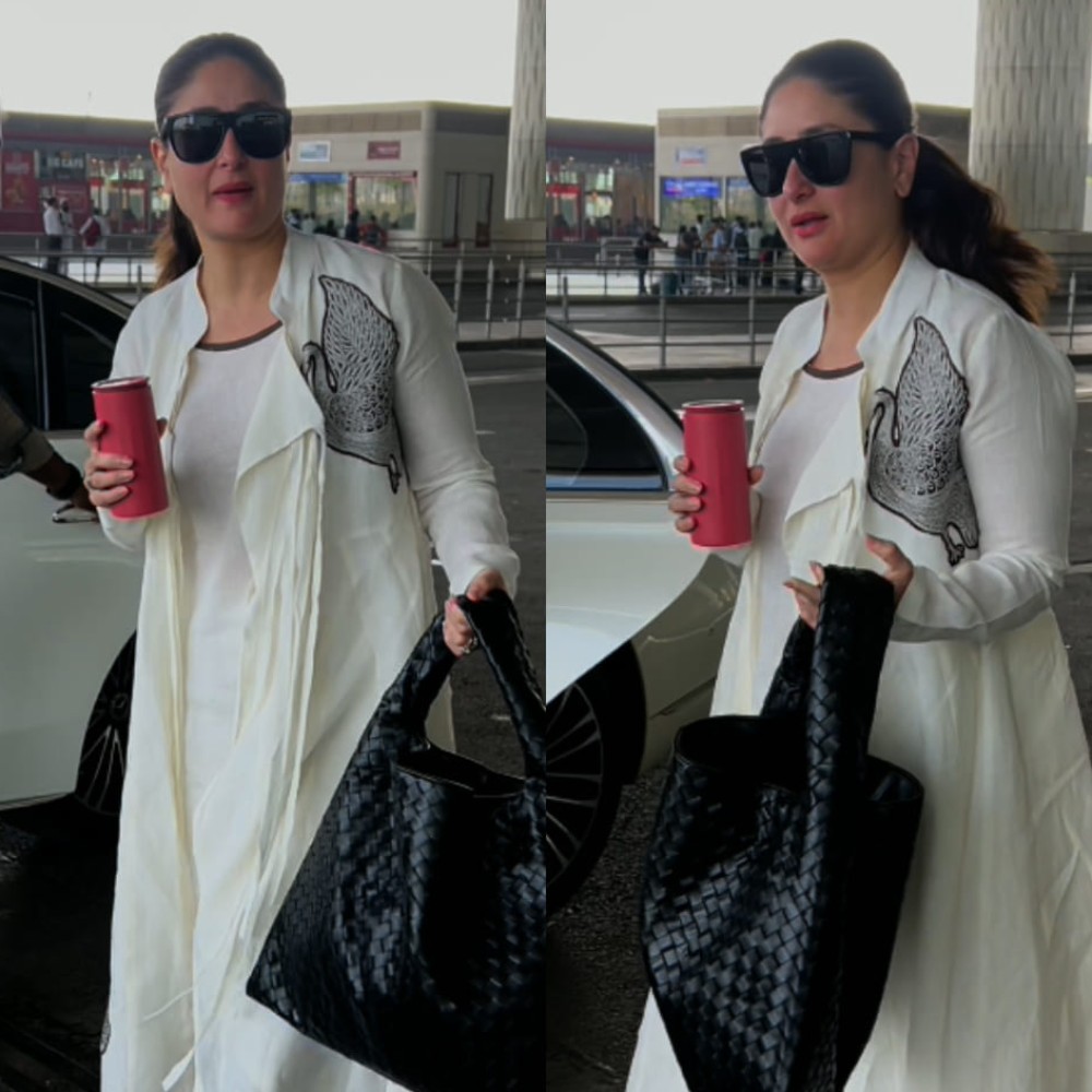 Not Kareena Kapoor Khan's white outfit but Rs 4,18,349 black bag steals the attention at Mumbai airport